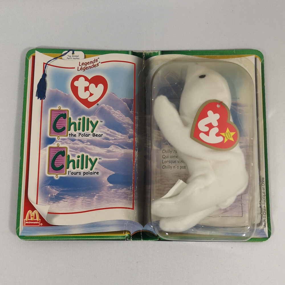 Vintage Ty Teenie Beanie by McDonald's Chilly the Polar Bear Toy in Package 2000